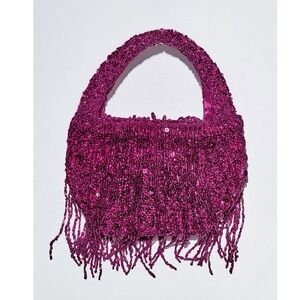 Zara Purple Beaded Shoulder Bag